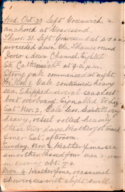 30 October 1889 journal entry